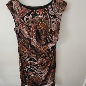 Connected Apparel Black and Brown Paisley Maxi Dress